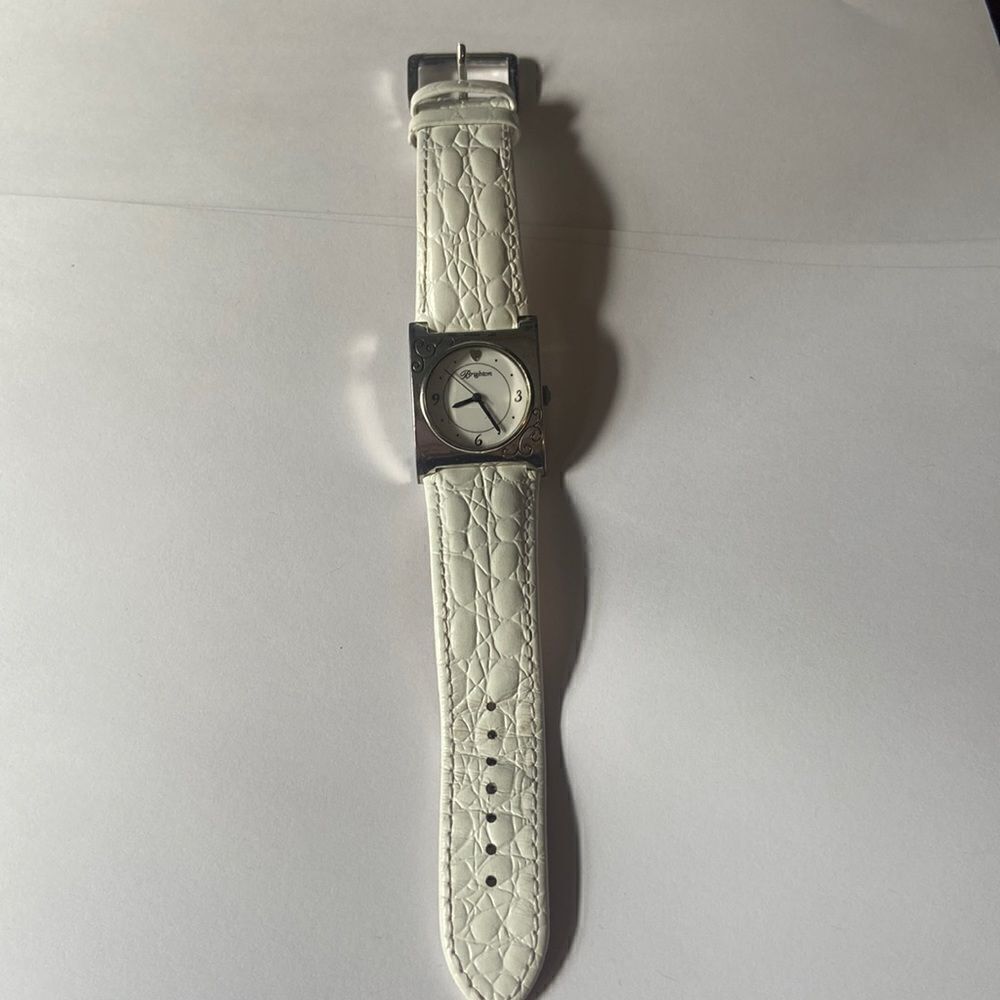 Brighton Watch With White Leather Band